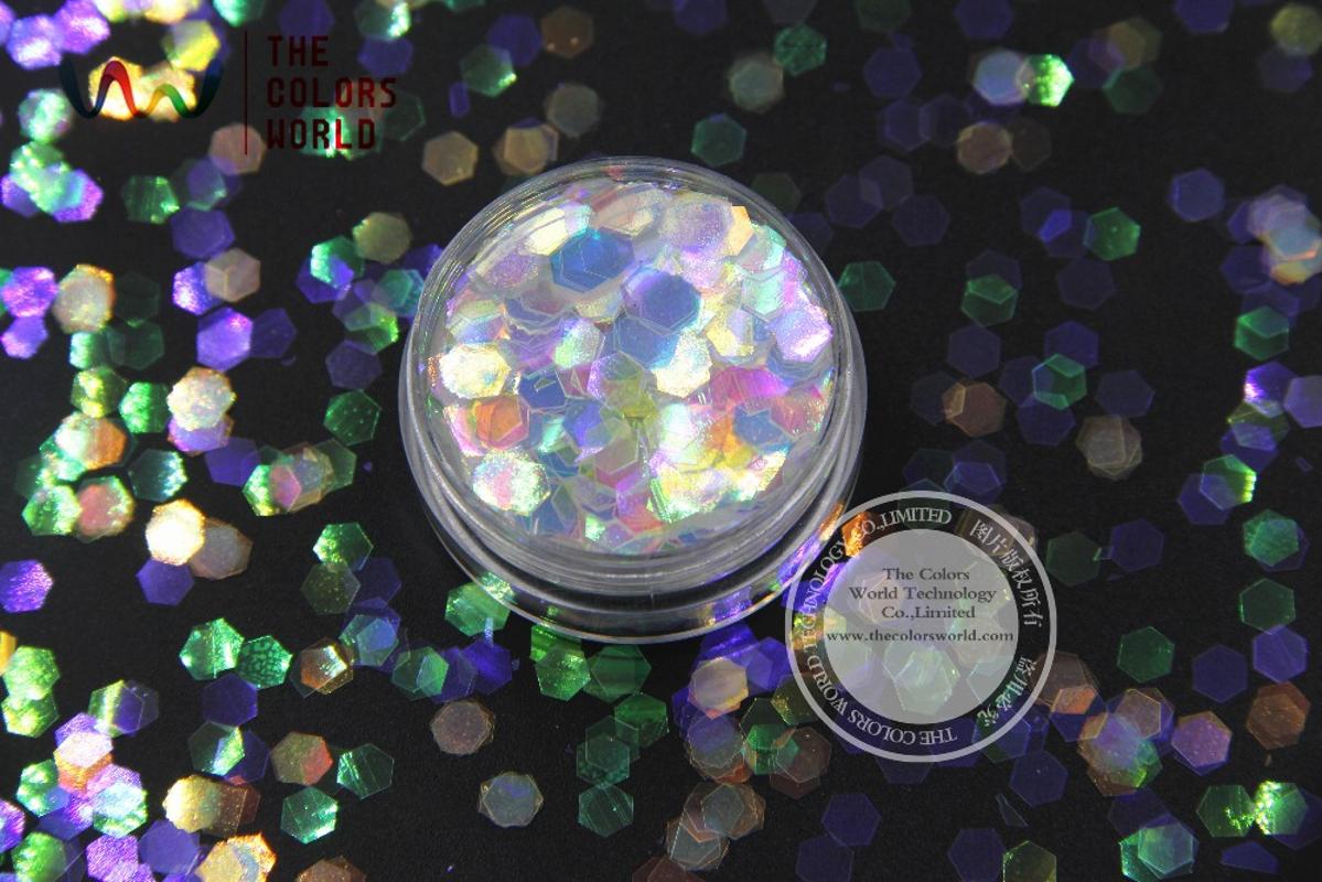 

TCR22 American Fantasy Iridescent Colorful glitter dust Hexagon Shape 5MM Size for nail Art or other DIY decoration