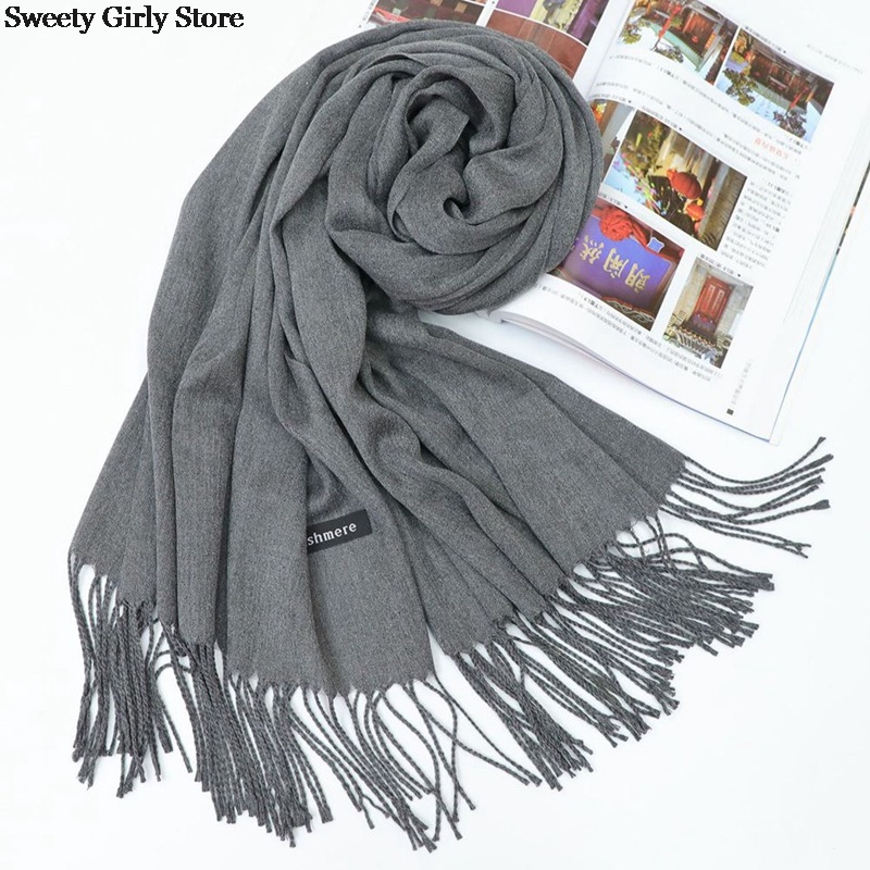 

100% Cotton Scarf Autumn Winter Cashmere Warm Scarves Long Tassel Women Scarf Ladies Pashminas New Year Gift Shawls Wraps