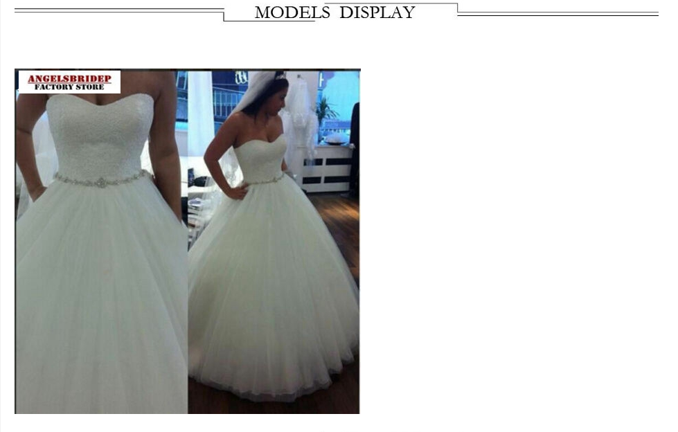 

ANGELSBRIDEP Sweetheart Ball Gown Wedding Dresses Simple Design Tulle Vestido De Noiva Natural Waist Floor-Length Bride Dress, White