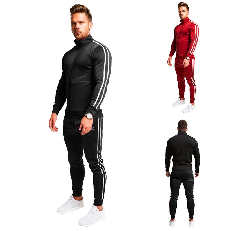 

Men's Tracksuits Mens Tracksuit Sportswear Men Running Suit Spring Jogging Male Fitness Gym Set Sweatpants Jacket Sport, Black
