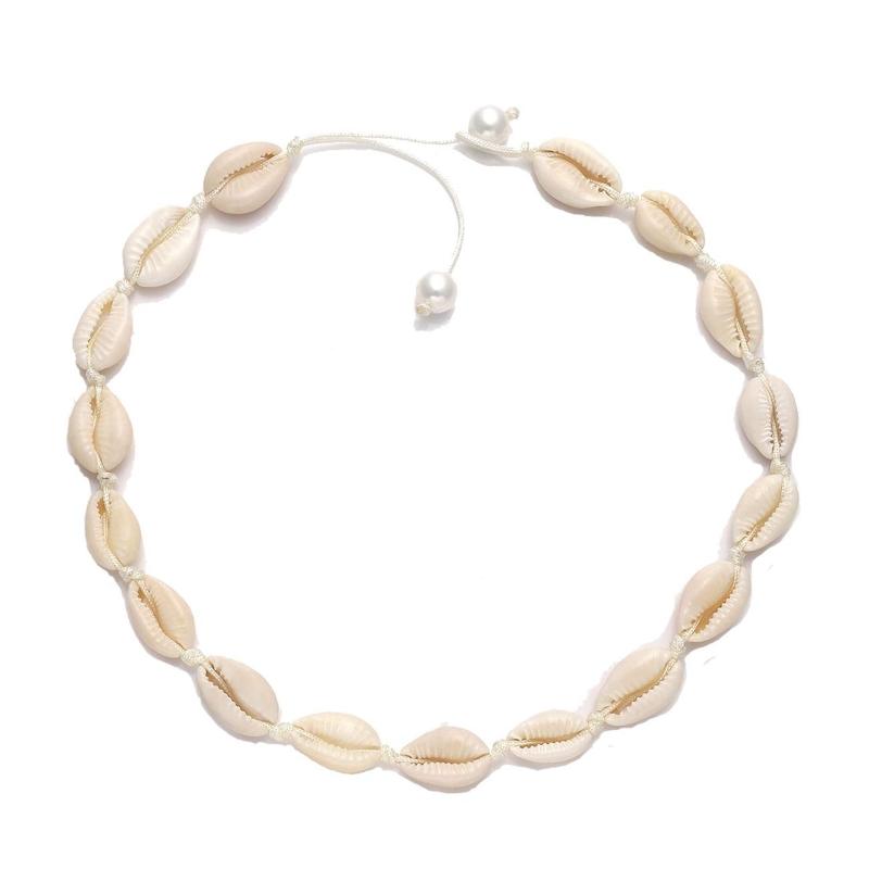 

Chokers Women's Necklace Hawaiian Shell Pearl Short Statement Adjustable Set Men's