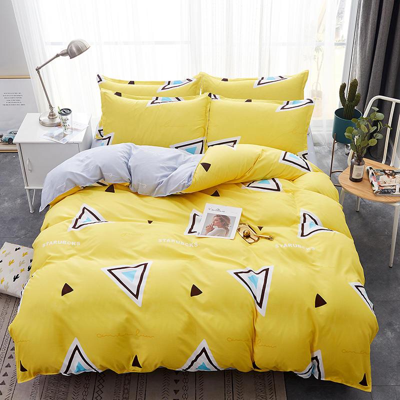 

2020 Yellow Duvet Cover Set Bed Linens Pillowcase 3/4pcs Bedding Set, Comforter/Quilt case  Queen King double single bed set, Jifourybaihuawang048