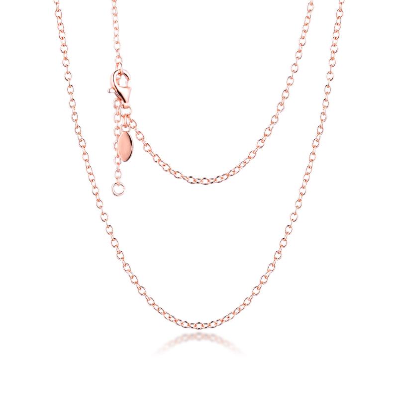 

S925 Original Sterling Silver Collier Necklaces Rose Gold Color Classic Chain Necklace for Unisex Women Men DIY Charms Jewelry