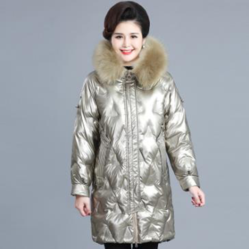

Wholesale winter new style women's shiny middle-aged middle-aged long thick padded jacket, Blue