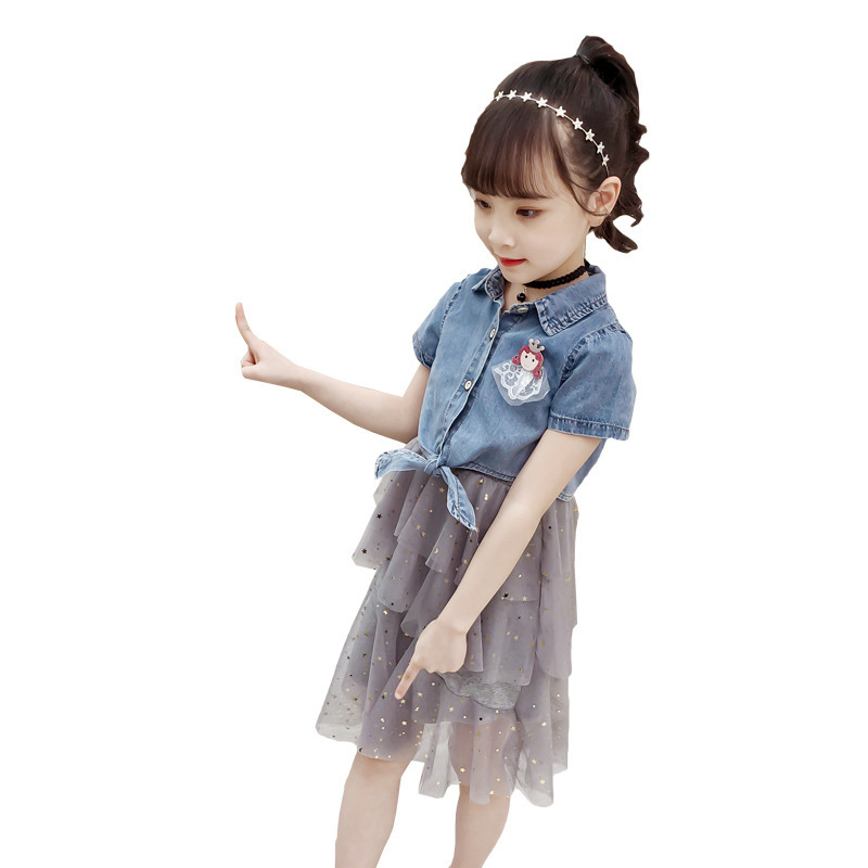 

Fashion Girls Clothes Sets Summer Kids Denim Coats Top And Strap Dress Set Children Clothing Teens Girl Coats Sequin Dress Suit, Gray