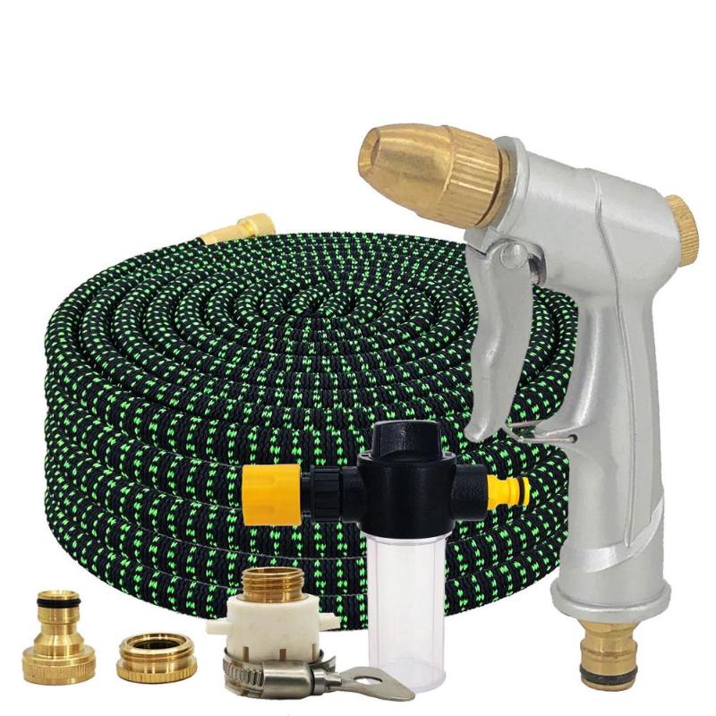 

25FT-100FT Garden Hose Magic Hose Plastic flexible Car Wash Metal Spray Gun Outdoor Garden Watering High Quality, Red