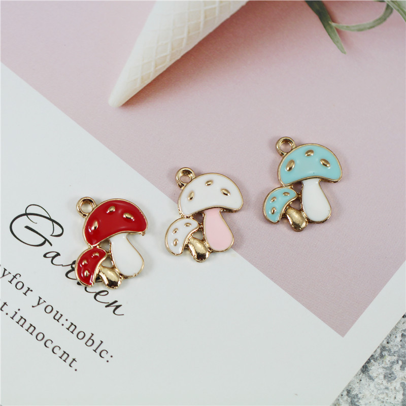 

MRHUANG 10pcs/lot Cute mushroom Enamel Charms Fashion Jewelry Accessories fit Bracelet Earring DIY Making Charms Gold color