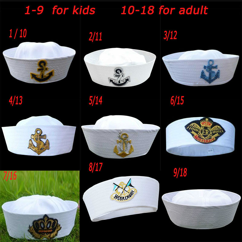 

Hats White Captain Sailor Hat Navy Marine Caps with Anchor Army Hats for Women Men Child Fancy Cosplay Hat Accessories, Style 5