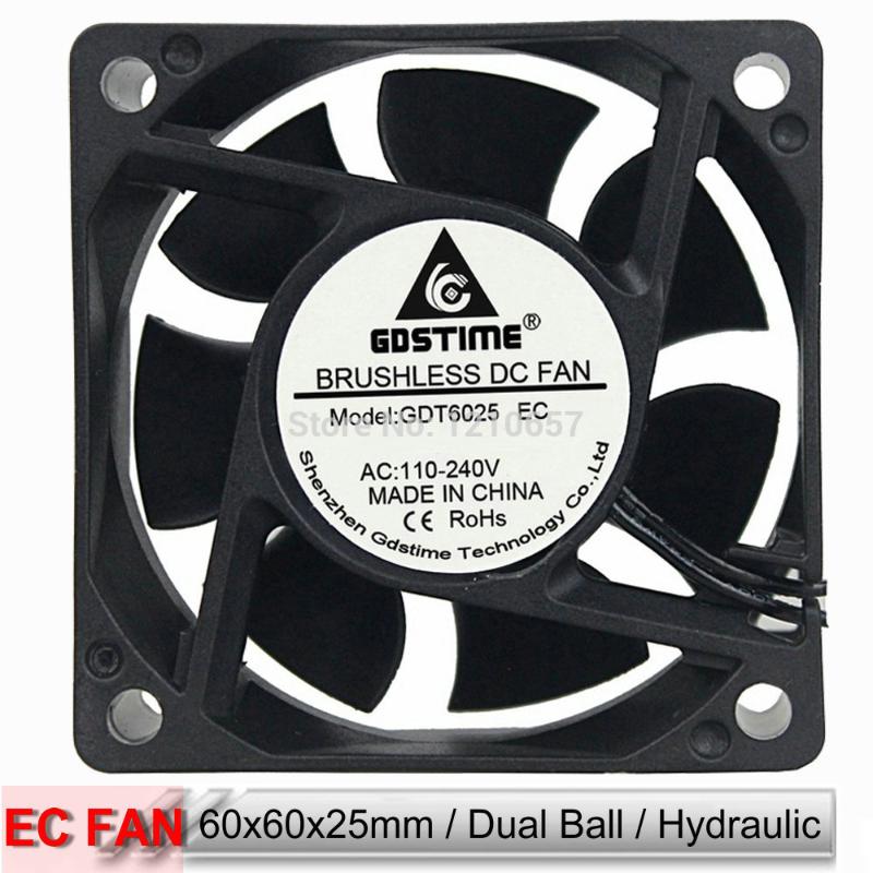 

Gdstime 60mm 6cm 60x60x25mm Hydraulic Dual Ball Bearing AC 110V 120V 220V 240V EC Cooling Fan