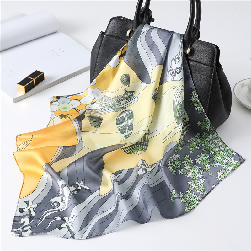 

Small Kerchief Silk Satin Hair Scarf For Women Fashion Printed Headband Cute Bag Scarfs Female 53cm*53cm Neck Scarves For Ladies