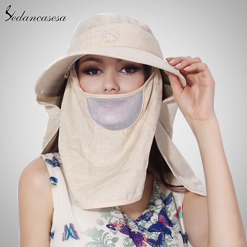 

2020 Summer Women Casual Soft Pink Purple Beige Wide Brim Protection Cap WG130133