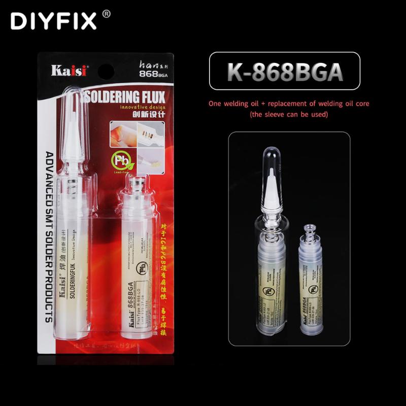 

Kaisi K-868 BGA IC Repair Welding Soldering Paste For Mobile Phone Digital Devices Halogen-free Cleaning Free Welding Oil