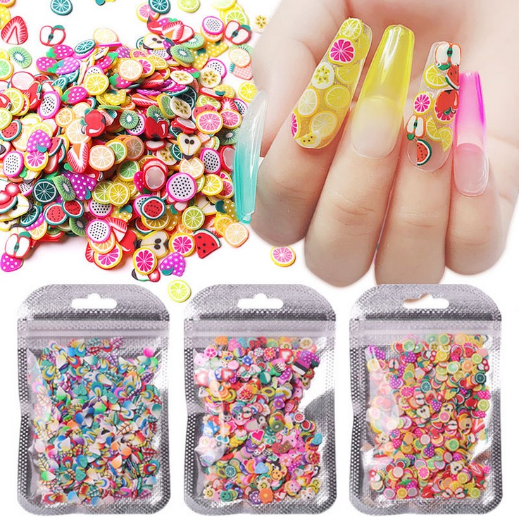 Nail Art Stickers 3D Fruit Flower Slices Polymer Clay DIY Beauty Fingernail Slice Decoration(3MM)-image-583165667