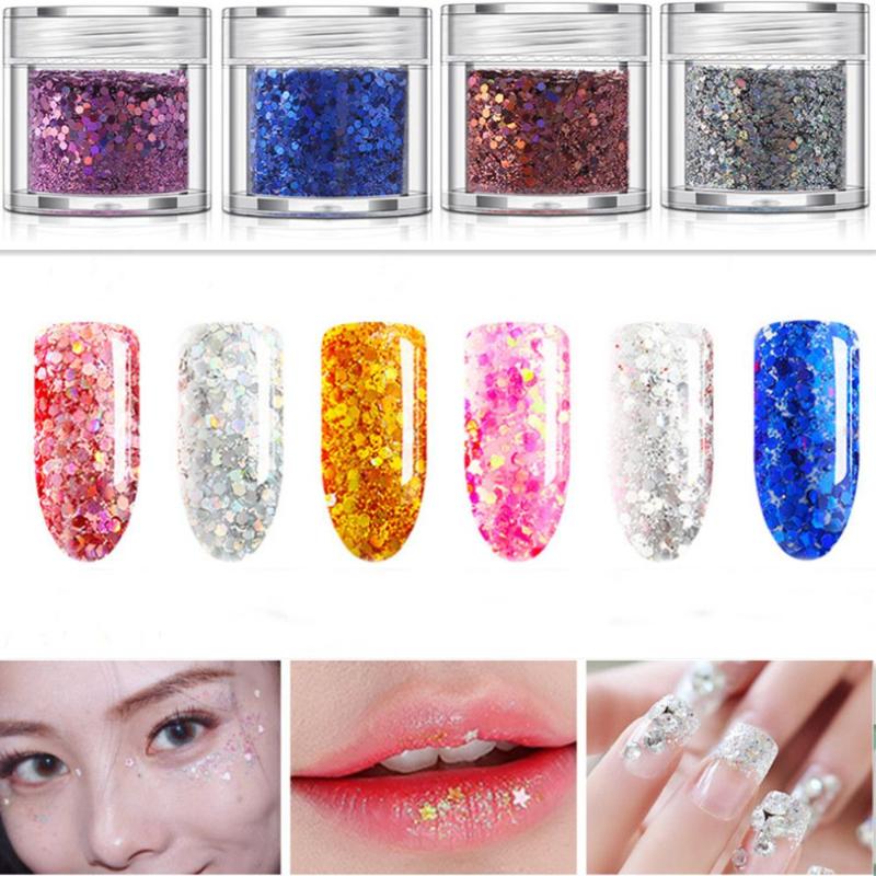 

1 Box 3D Nail Glitter Sequin Powder Colorful Nail Flakes Paillettes Spangle Sparkly DIY Art Decoration Manicure Accessories