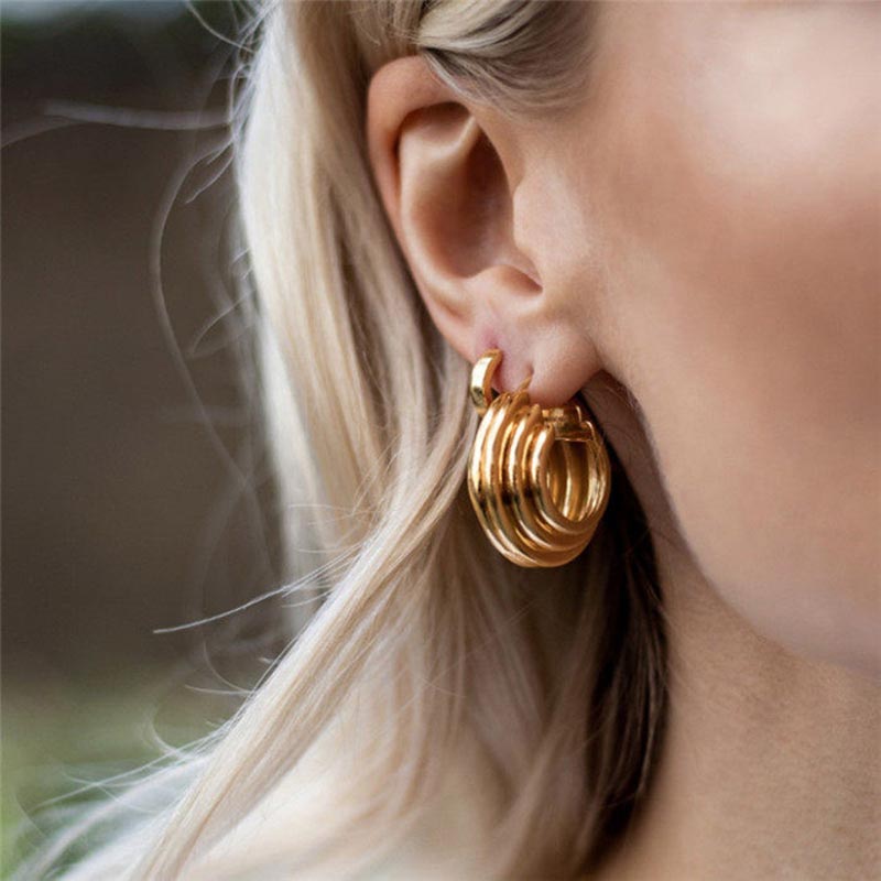 

Vintage Hoop Earrings Goth Earrings Gold Metal Circle for Women Punk Brincos Femme Gothic Jewelry Pearl Earring Bijoux