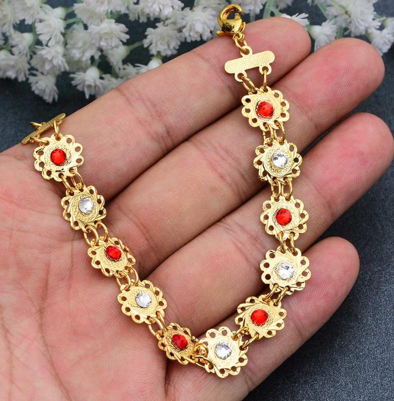 

Bangles Dubai Ethnic Girly Gold Goin Bracelet with Zircon Women Dubai Jewelry Bracelet African gifts kid Birthday present