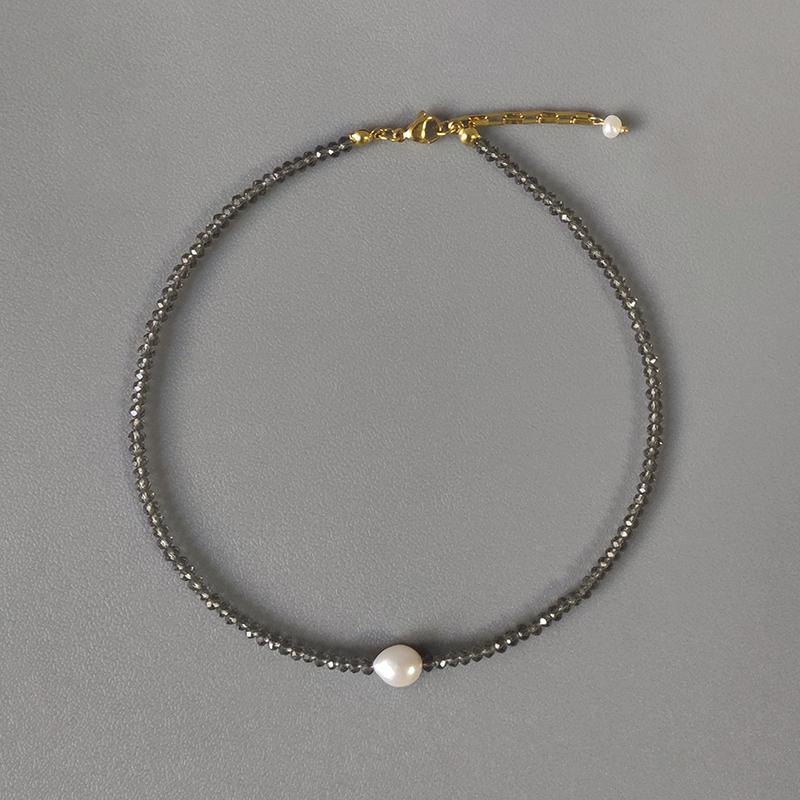 

Exquisite multi-faceted crystal beads beaded necklace natural pearl pendant multiple colors gifts for girls fashion neck choker