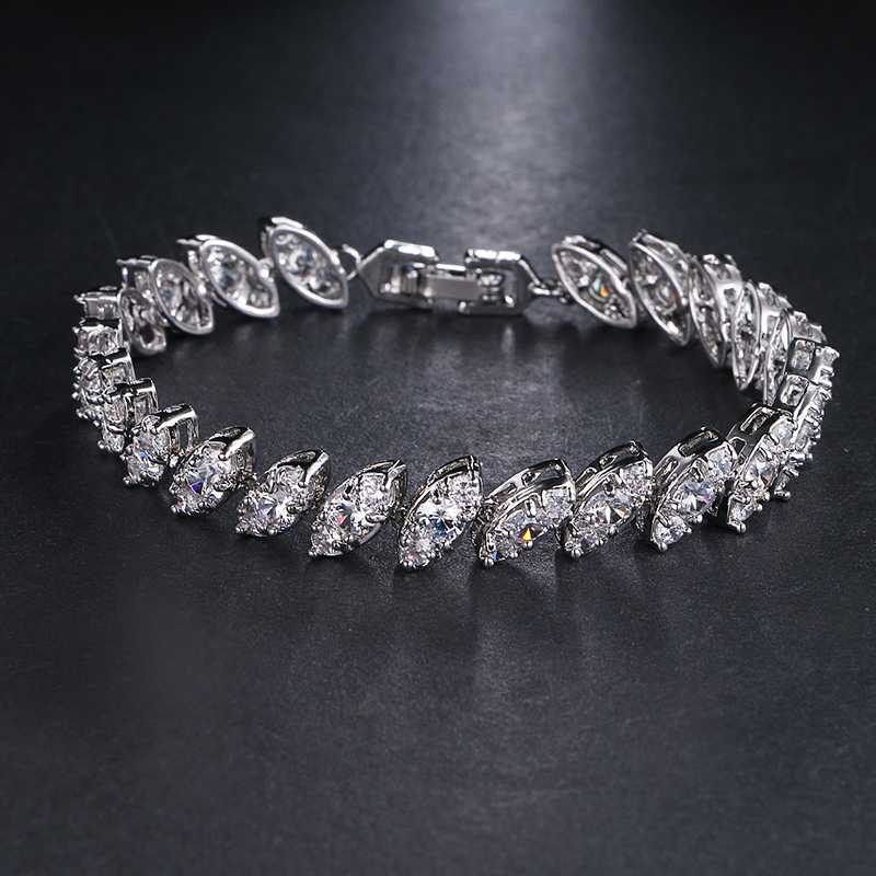 

New Style Bracelet Clear Marquise Cubic Zircon Bracelet Bangle White Gold Color Suitable for Women Wholesale Jewelry Party B-035