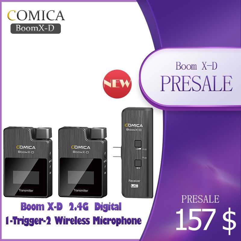 

COMICA BoomX-D D1 D2 UC1 UC2 2.4G Digital 1-Trigger-2 Wireless Microphone with Transmitter & Receiver Clip-on Microphone Presale