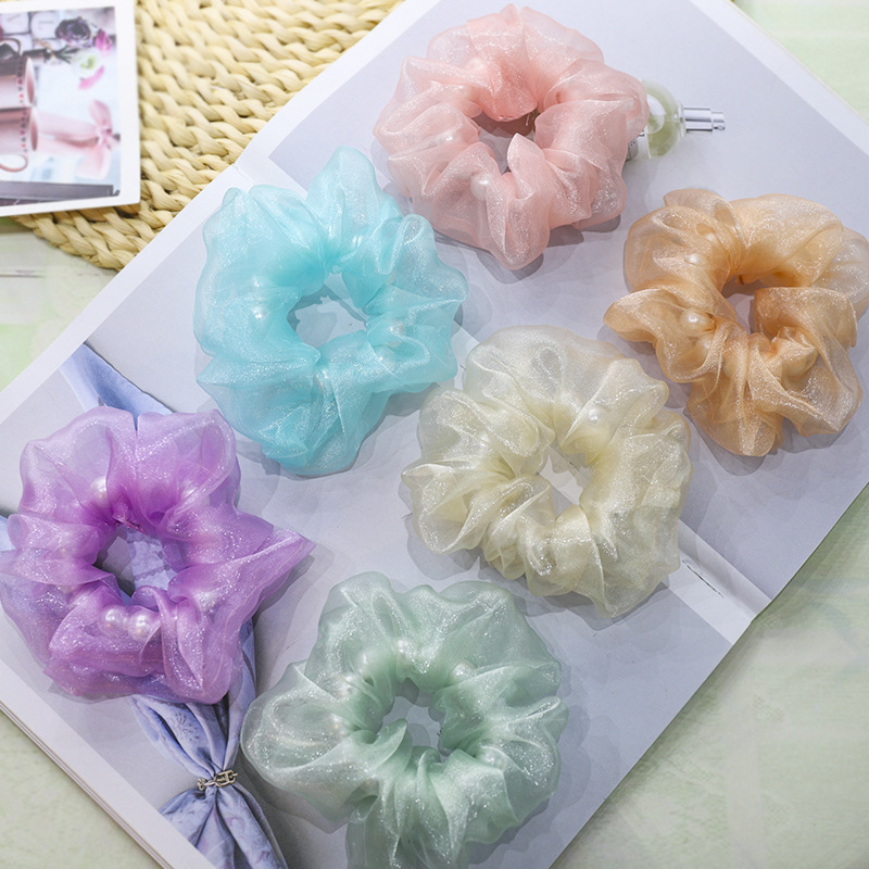 

10Pcs/Set New Solid Color Pearl Elastic Hair Bands Ponytail Holder Headbands Women Girls ScrunchieWholesale Hair Accessories