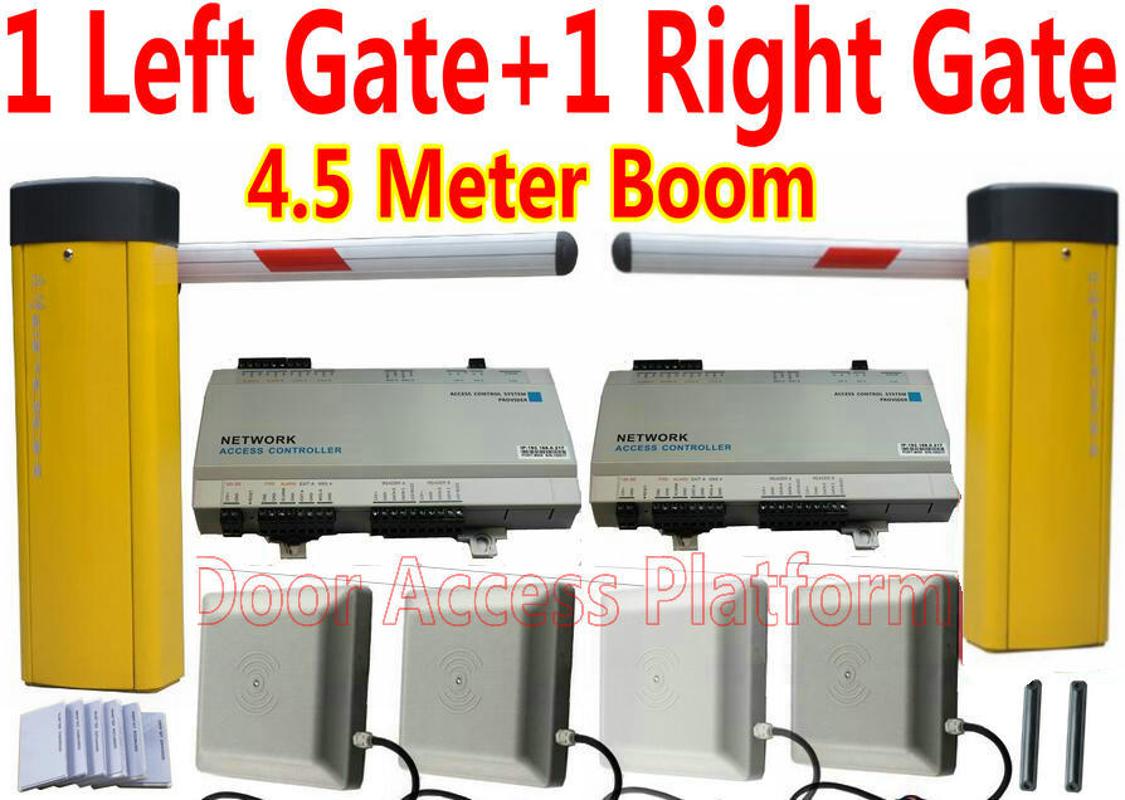 

Full Metal 1 Left Barrier Gate+1 Right Gate=2 Gate Car Parking barrier system with 2 Network controller panel+2 UHF RFID reader