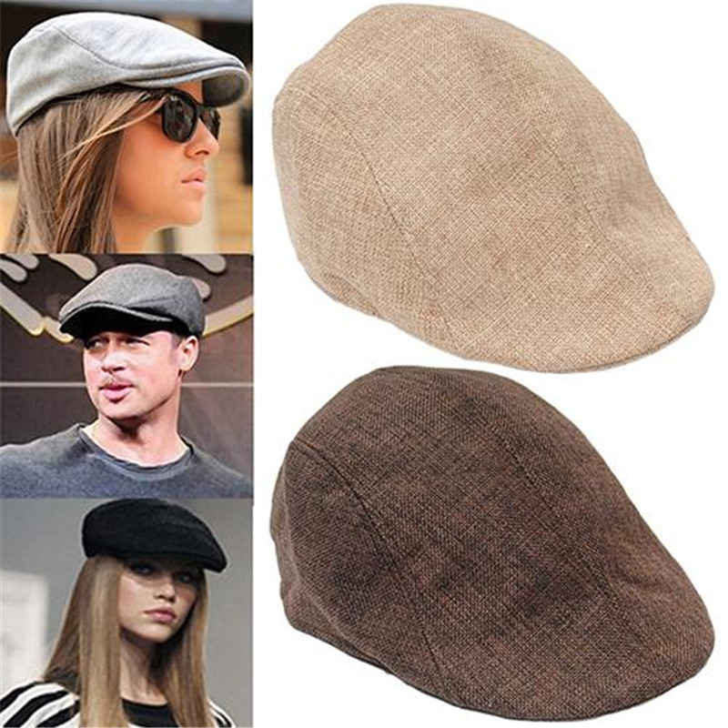 

Berets Summer Beret Caps Cabbie Gatsby Linen Outdoor Hats Brand Sun Hat Unisex Duckbill Men Women Vintage S Boy Cap, Black