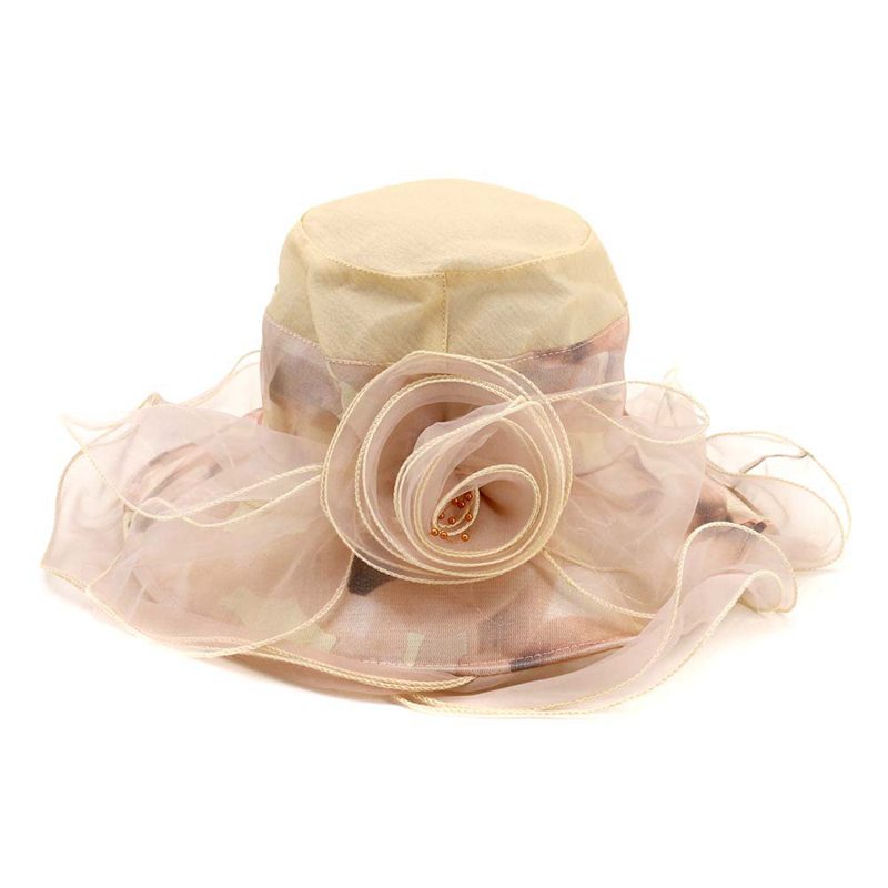 

WZCX 2020 Fashion New Mesh Flower Casual Summer Beach Hat Tide Printing Ruffle Korean Version Women'S Hat Adult Cap, Picture color