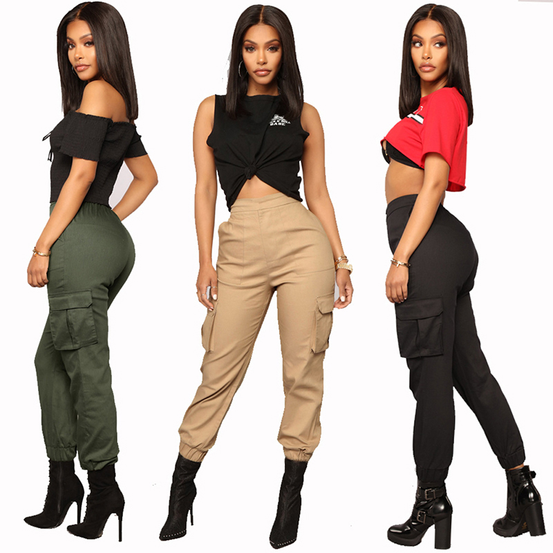 

Mid Waist Pants Camouflage Loose Joggers Women Army Harem Camo Pants Streetwear Punk Black Cargo Women Capris Trousers