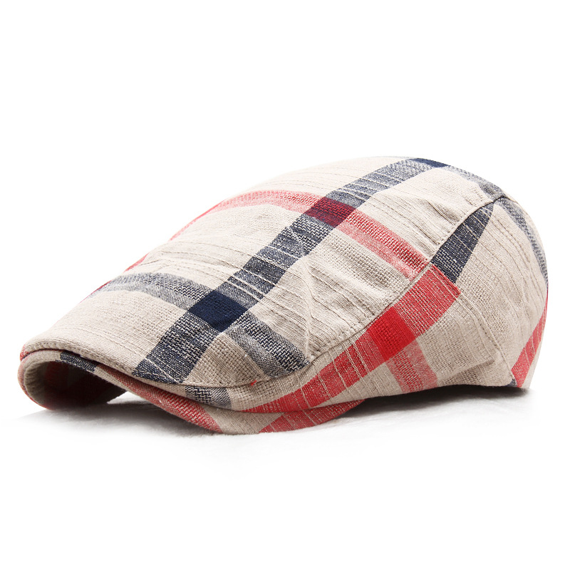 

Adult summer thin cotton ivy caps women popular plaid beret hats men casual newsboy caps 55-59cm, Black