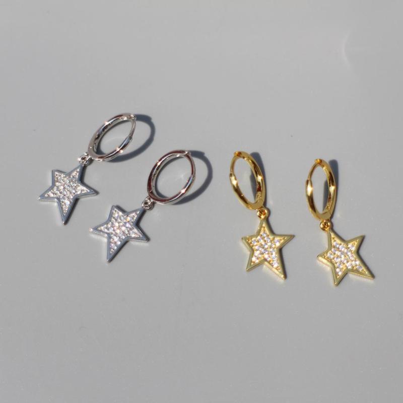 

New 925 Sterling Silver Fashion Zircon Crown Shape EarRing Drop Earrings Wild Geometry Temperament Female Girl Silver Ear Jewelr