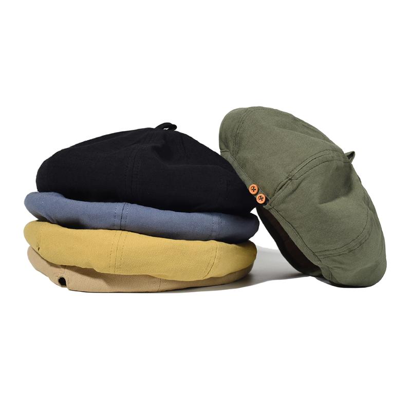 

Double-sided Wear Style Hats Women Girl Beret French Artist Cotton Spring Autumn Beanie Hat Cap Vintage Plain Beret Hats Solid, Black