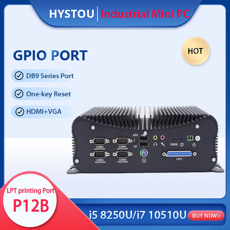 

10th Gen industrial GPIO Desktop PC Intel Core 10210U 10510U DDR4 LPT DC9-36V wide voltage computers WIFI bluetooth