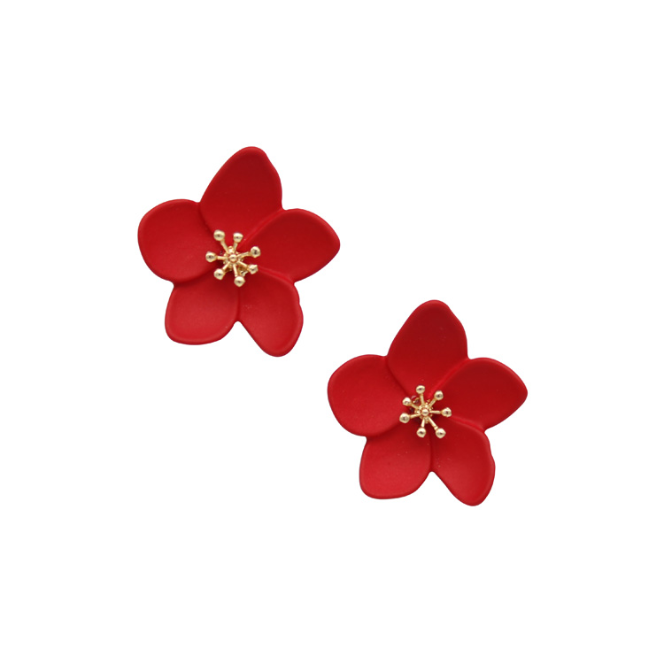 

New Sweet Cute Deisgn Pretty Gilr Lovely Flower Stud Earring Painted Petal Ear Stud