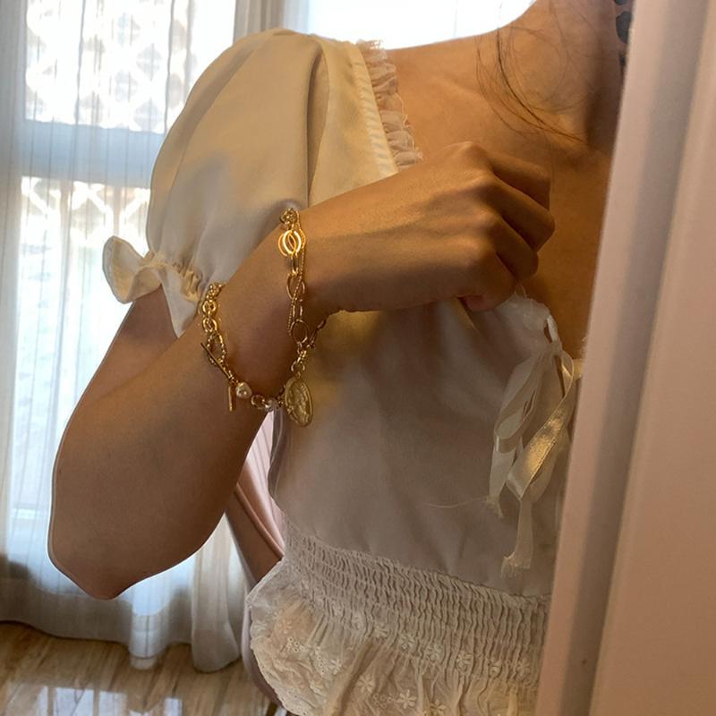 

Temperament Fashion Retro Irregular Chain Pearl Bracelet Exaggerated Mix and Match JewelryParty Holiday Gift