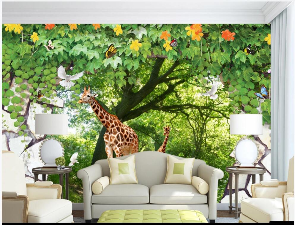 

custom photo mural wallpaper 3d Forest animals fresh natural scenery living room home decor 3d wall muals wall paper for walls 3 d, Non-woven wallpaper