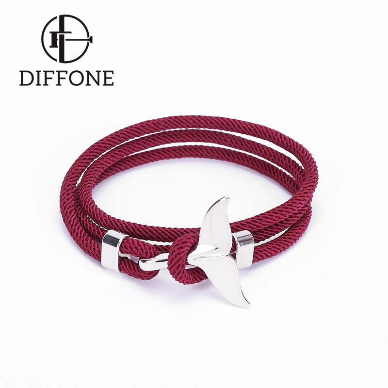 

Charm Bracelets Handmade Briaded Multialyer Rope Bracelet Silver Color Whale Tail Viking Braclet For Men Wrap Gothic Jewelry Homme Pulseira