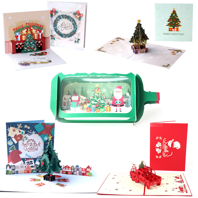 

3D Up Merry Christmas Gifts Cards 10 Pcs with Envelope for Party Invitation All Occasion Customizable