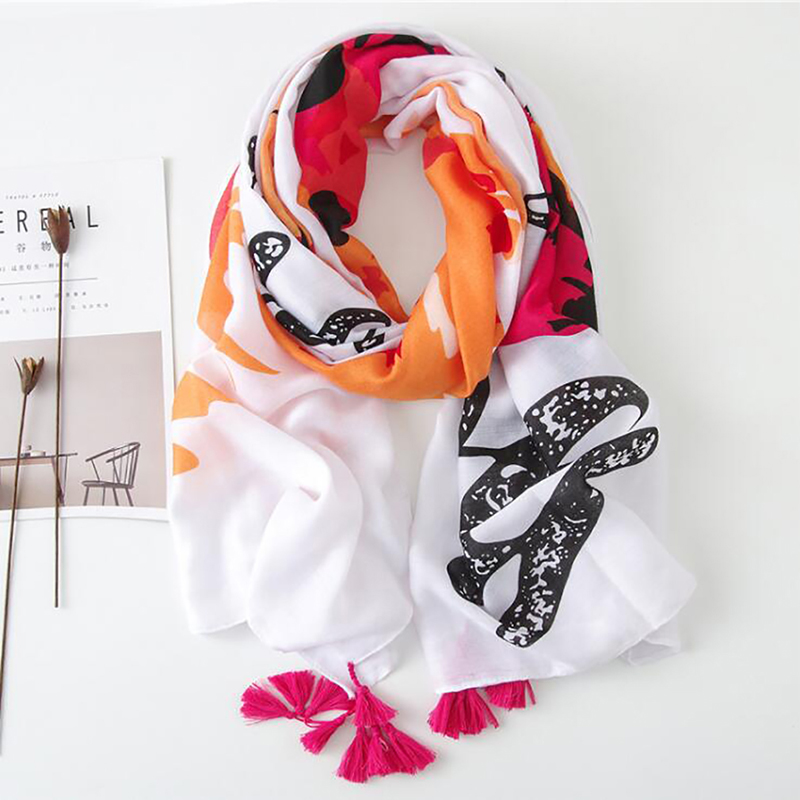 

2020 Spring Summer Cotton Polyester Feather Women Scarf Tassel Autumn Elegant Ladies Shawl Soft Quality Exquisite Pashimina