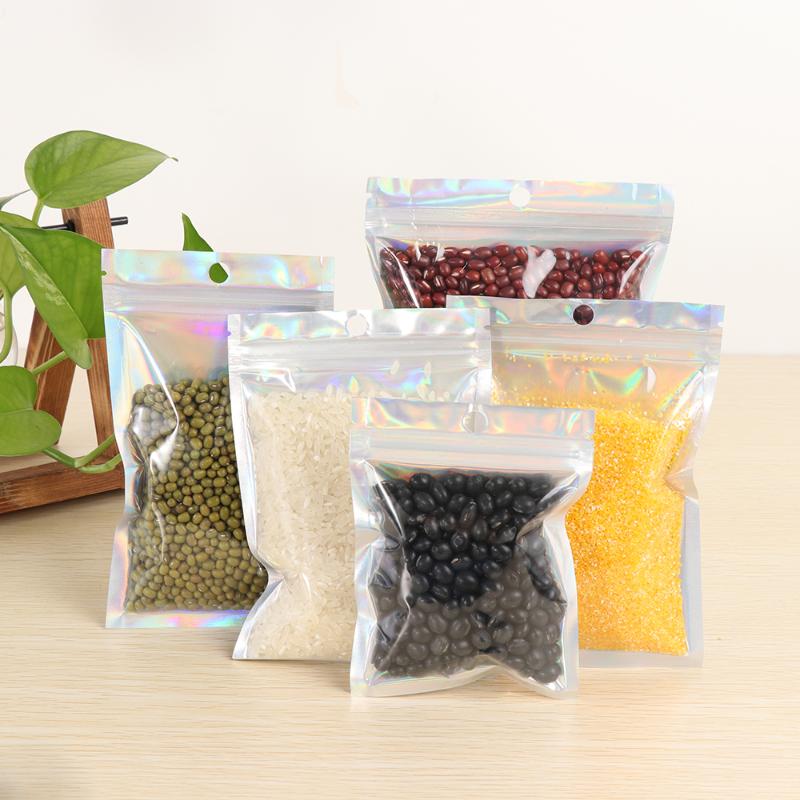 

Storage Bags 20Pcs/pack Plastic Bag Aluminum Foil Hologram Pouch Small Water Proof Zipper Reclosable Pouches