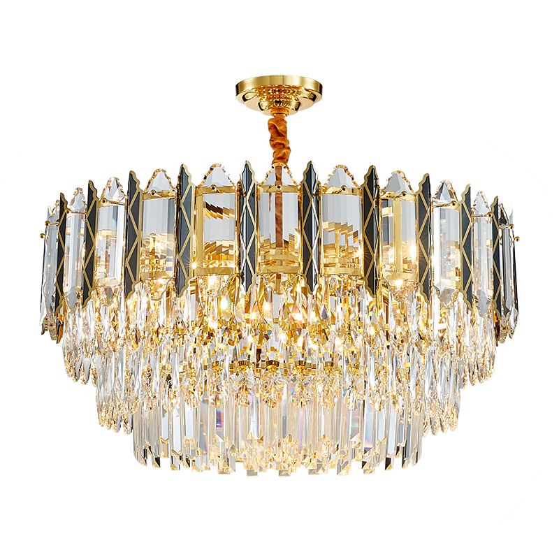 

Luxury Gold Crystal Chandelier lighting for dining room Round Rectangle Hanging Light Fixtures Modern Indoor Crystal Chandeliers