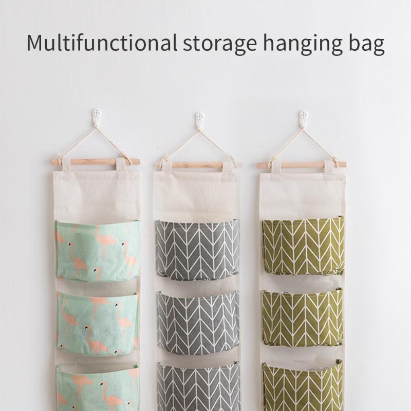 

Print Wall Mounted Wardrobe Organizer Sundries Storage Bag Jewelry Hanging Wall Hang Cosmetics Toys Organizer