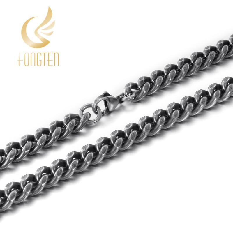 

8/9/10mm Vintage Curb Cuban Choker Long Necklace Jewelry Men Boy