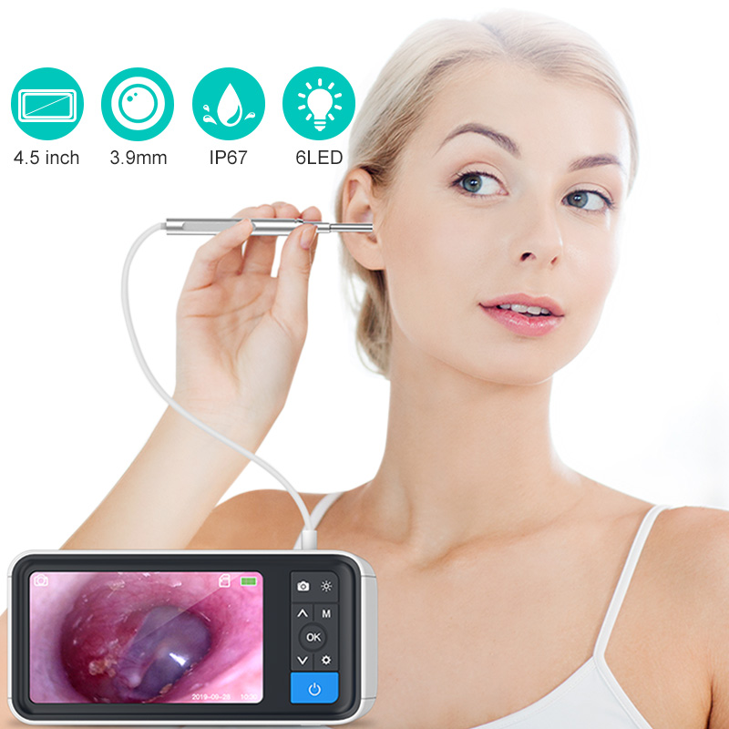 

Digital Ear Otoscope 3.9mm Visual Ultra-Slim HD Ear Scope Camera With Cleaner with 4.5 Inch Wax Removal Tool and 6 LED