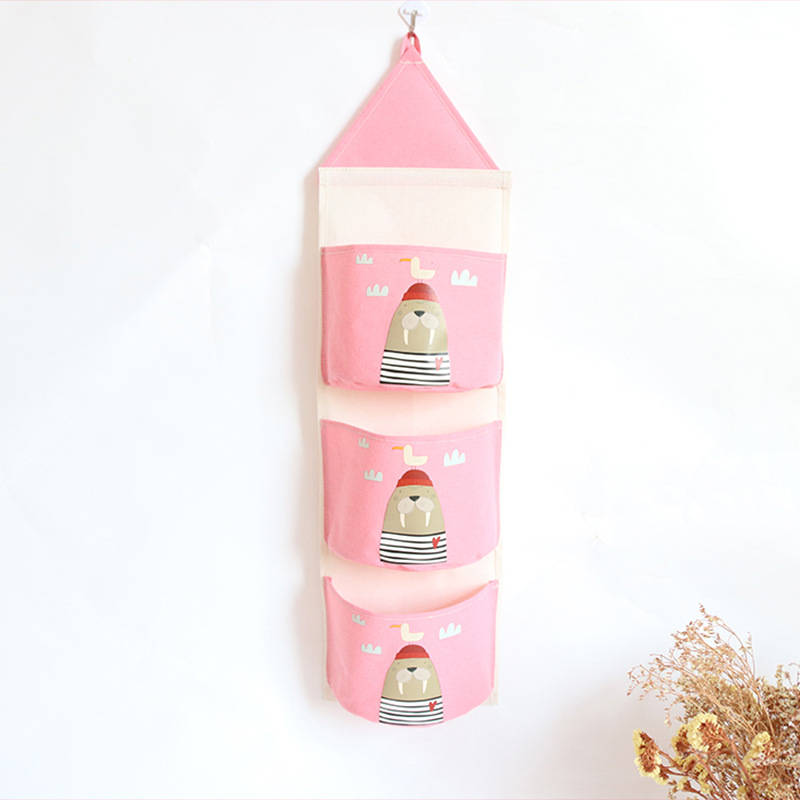 

1 Piece Wall Hanging Storage Bag Closet Children Room Organizer Printing Sundry Storage Bag Folding Sundries Organizer For Home, Green