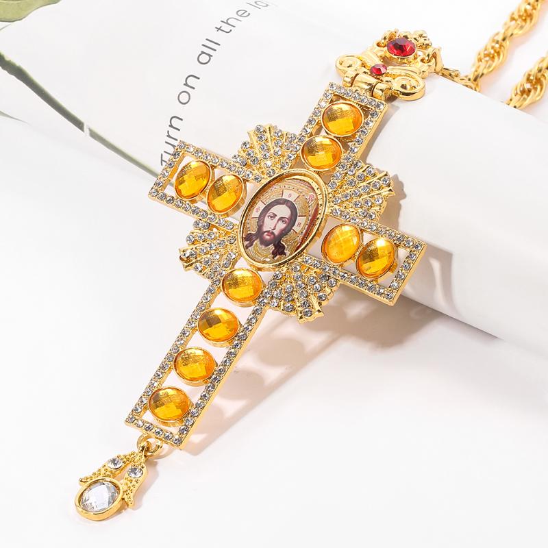 

Religious cross necklace Retro russian Face pendant Fashion Orthodox Eastern Church Pendant Necklace Jewelry For Man Women Gift