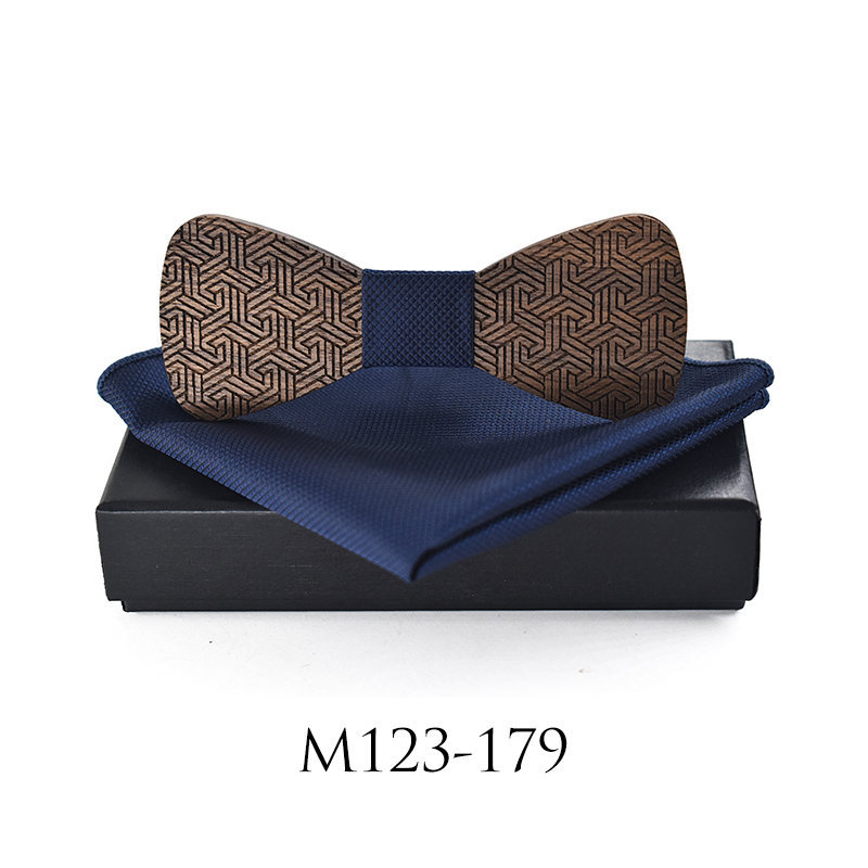 

Linbaiway Fashion Mens Wood Bowtie Handkerchief Cheif Set for Mens Pocket Square Scarf for Wedding Hollow Craved Bowtie Box Gift