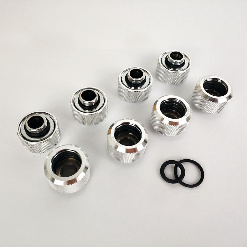 

8pcs/lot Hard Tube Fitting OD16mm Hand Compression Fitting G1/4' 4 Layer Seal Ring use for PMMA/PETG Rigidity Tube L16