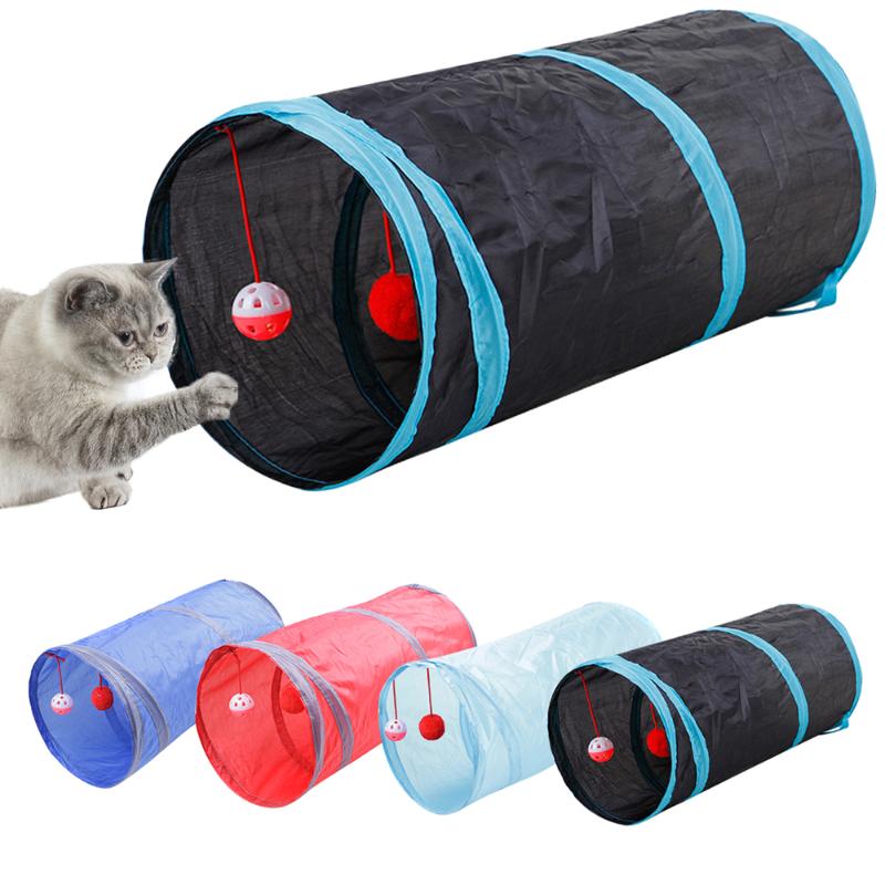 

Collapsible Cat Tunnel Interactive Play Toy with Ringbell Ball for Hiding Hunting and Resting Ideal for cat and Independent Play