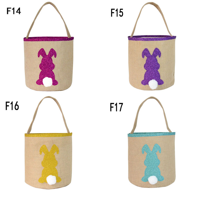 

20pcs/lot Jute Burlap Tote Bag Easter Tail Basket Canvas Bucket Egg Hunt Bag Happy Easter Gift Party Decoration