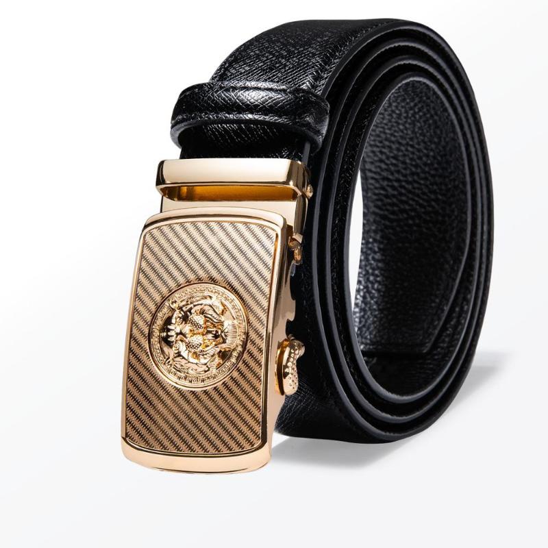 

Belts Gold Lion Fahsion Belt Men Top Quality Genuine Luxury Leather For Black Strap Male Metal Automatic Buckle Barry.Wang, As pic